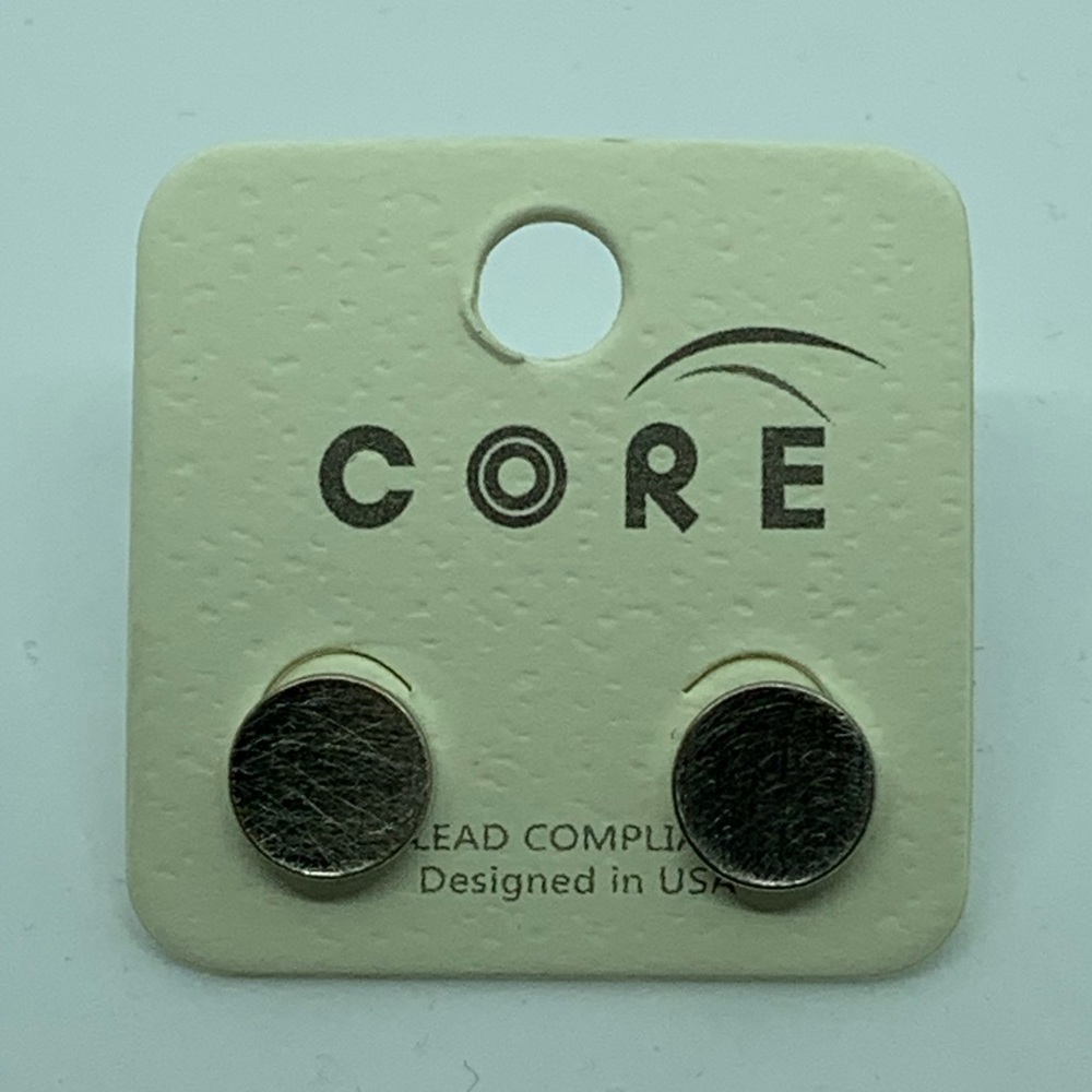 Small silver disc stud earrings